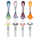 Pulsar Candy Frit Twist Dab Straws with Quartz Tips, Compact 7.5" Borosilicate Glass, Front View