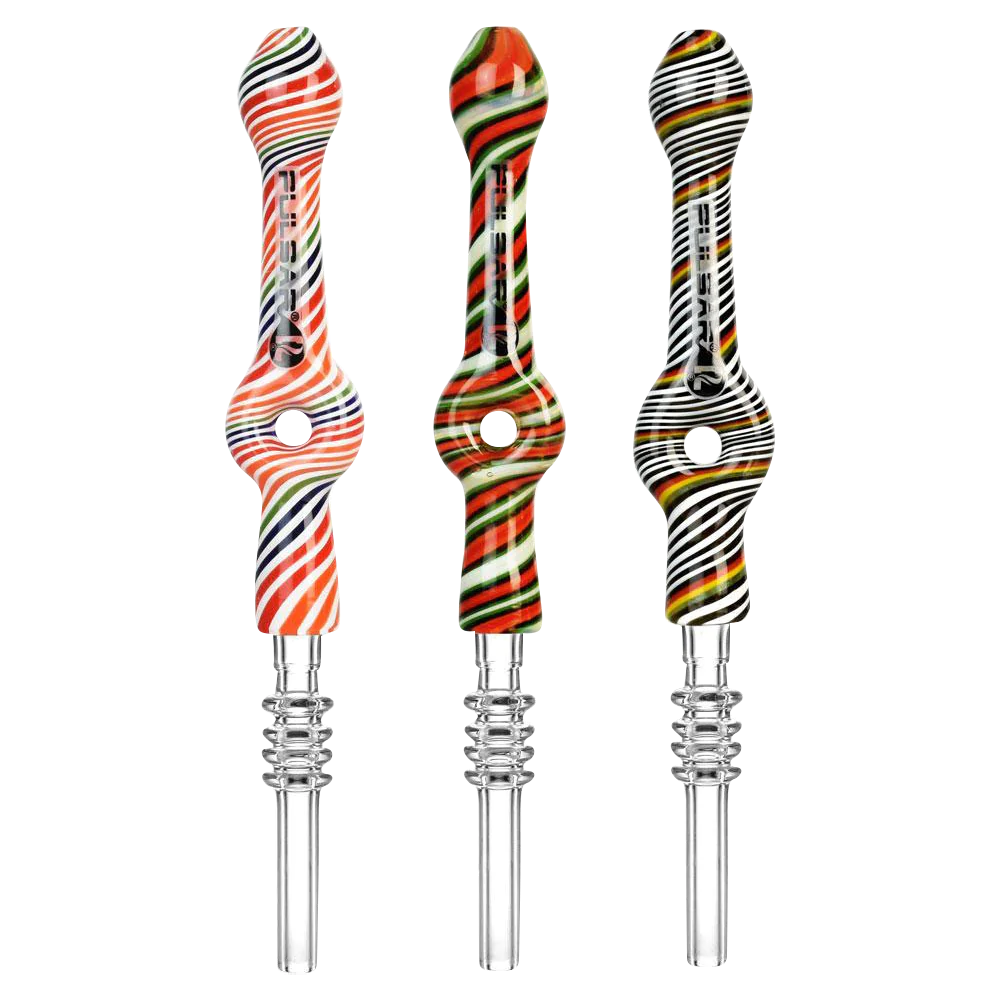 Pulsar Candy Twist Donut Straws in vibrant colors with quartz tips, front view on white background