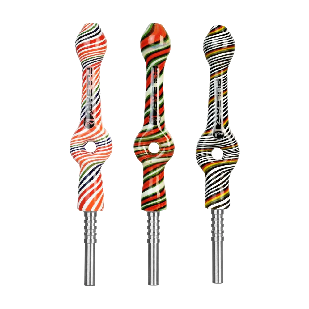 Pulsar Candy Twist Donut Straws with colorful swirls, front view on seamless white background