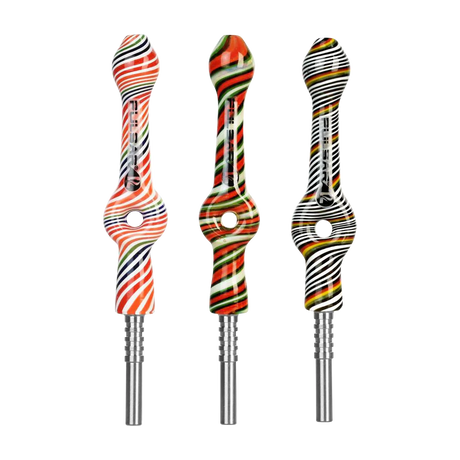 Pulsar Candy Twist Donut Straws with colorful swirls, front view on seamless white background