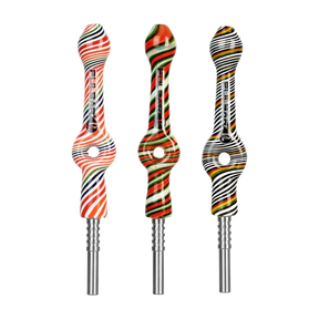 Pulsar Candy Twist Donut Straws with colorful swirls, front view on seamless white background