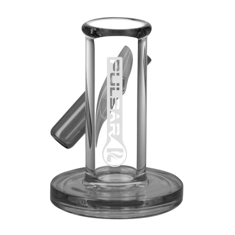 Pulsar clear borosilicate glass carb cap and dab tool stand, front view on white background