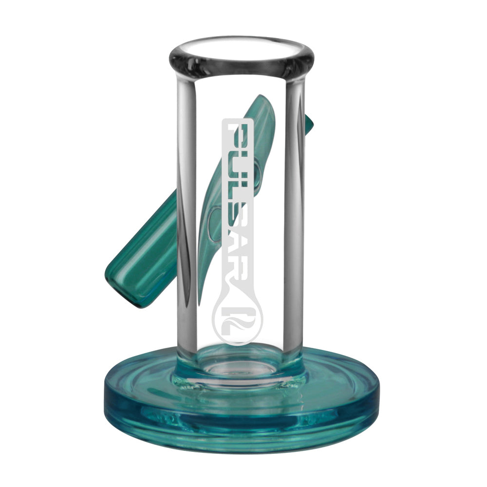 Pulsar Carb Cap and Dab Tool Stand in clear borosilicate glass, front view on white background