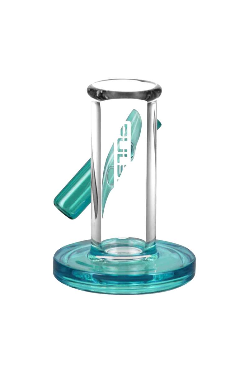 Pulsar Carb Cap and Dab Tool Stand in teal, 3" borosilicate glass, front view on white background