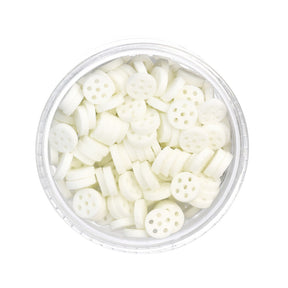 Top view of Pulsar Ceramic Honeycomb Screen 250pc Jar, 8mm diameter, for pipe filtration