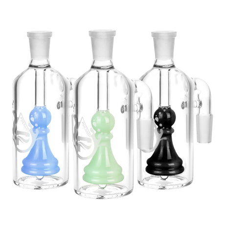 Pulsar Chess Pawn Ash Catchers in blue, green, and black, 90 Degree, 14mm, front view on white background