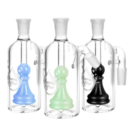 Pulsar Chess Pawn Ash Catchers in blue, green, and black, 14mm 45/90 degree, side view