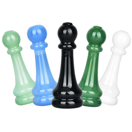 Pulsar Chess Pawn Chillum Pipe Set in Borosilicate Glass, 3" Size, 5 Pieces in Various Colors