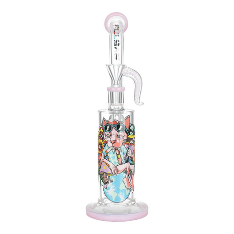 Pulsar Chill Cat Artist Series Rig-Style Water Pipe, 10.5", 14mm Female, Colorful Artwork