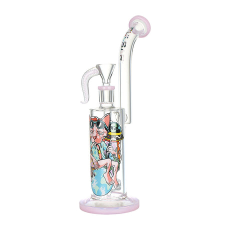 Pulsar Chill Cat Artist Series Rig-Style Water Pipe, 10.5", 14mm Female Joint, Borosilicate Glass, Front View