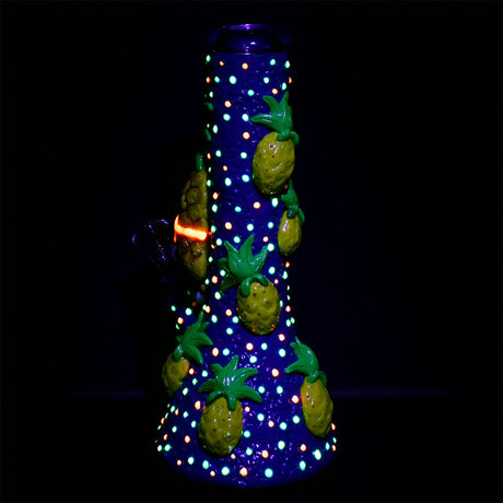 Pulsar Chill Pineapple Beaker Water Pipe with glow-in-the-dark design, 10" 14mm female joint