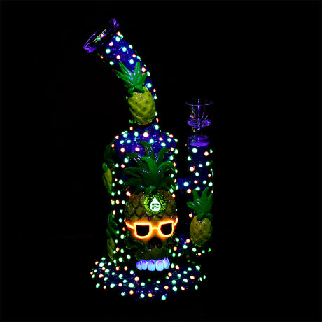 Pulsar Chill Pineapple Water Pipe with Honeycomb Percolator, 14mm Female Joint, Glowing in Dark