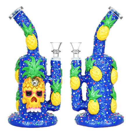 Pulsar Chill Pineapple Water Pipe, 9.5" tall, 14mm female joint, with honeycomb percolator, front view