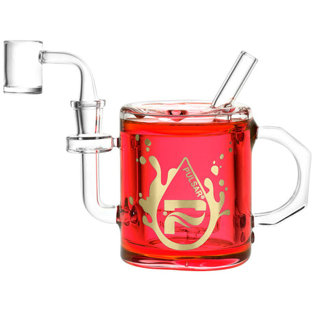 Pulsar Coffee Cup Glycerin Dab Rig, 6" height, with disc percolator and borosilicate glass, front view