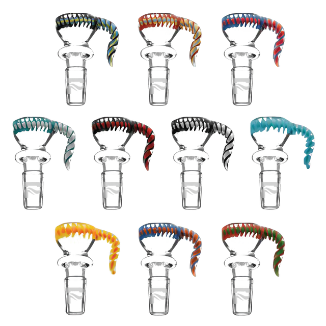 Assorted Pulsar Color Matrix Herb Slides for bongs, borosilicate glass, front view