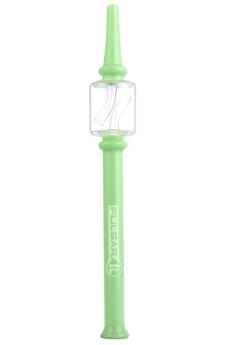 Pulsar 8" Borosilicate Glass Dab Straw in Green, Front View, for Concentrates