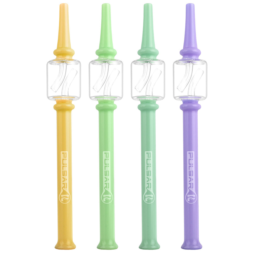 Pulsar Colorful Glass Dab Straws - 8 Inch, Assorted Colors, Front View, For Concentrates