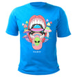 Pulsar Cotton T-Shirt in Blue with Droptime Psychedelic Design, Front View