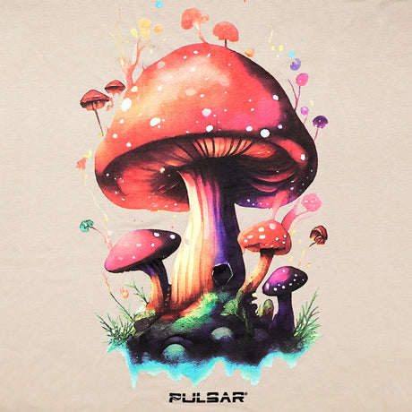 Pulsar Cotton T-Shirt in White featuring a vibrant Shroom Vision graphic, available in multiple sizes