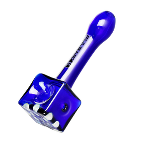 Pulsar Cube Universe Spoon Pipe in blue with galaxy design, ideal for dry herbs, top view