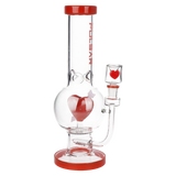 Pulsar Cupid's Heart Bubble Base Glass Water Pipe | 12" | 14mm F