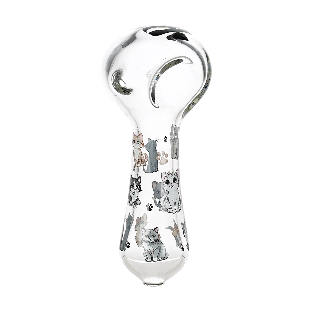 Pulsar Cute Kitties Glass Spoon Pipe | 4.5" | 3ct Bundle