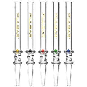 Pulsar Borosilicate Glass Dab Straws with Spin Pearls, 6" Compact Design, Assorted Colors - Front View