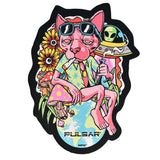 Pulsar DabPadz Dab Mat with psychedelic dog design, rubber material, front view on white background