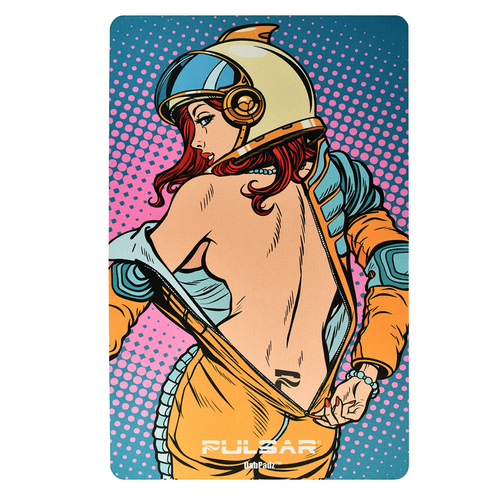 Pulsar DabPadz Dab Mat featuring a colorful astronaut illustration, made of non-slip rubber
