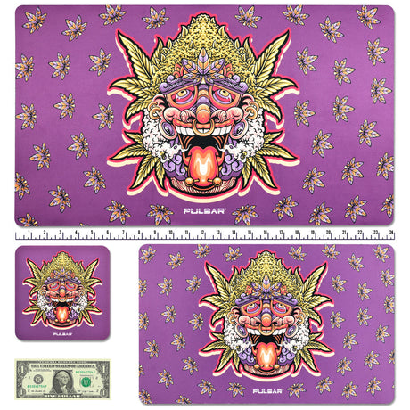 Pulsar DabPadz Kush Native fabric top dab mat, vibrant design, protects surfaces, with ruler for scale