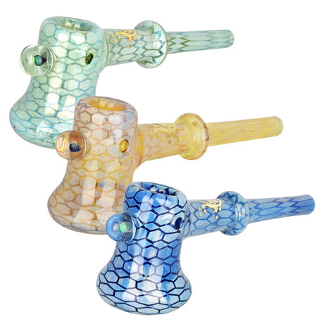Pulsar Deco Hammer Hand Pipes with Opal Bead in Assorted Colors, Angled View