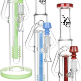 Pulsar Deep Pocket Tube Recycler Water Pipes in Black, Clear, and Red, 16" with 14mm Female Joint