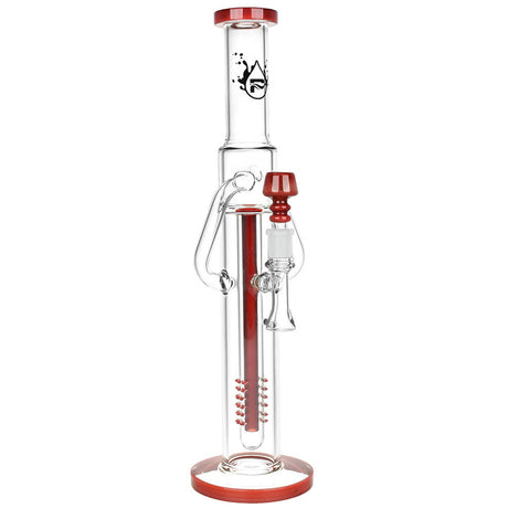Pulsar 16" Deep Pocket Tube Recycler Water Pipe, clear with black accents, front view on white background