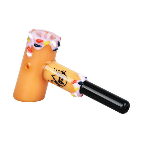 Pulsar Delicious Dunker Donut Hammer Pipe, Black Borosilicate Glass, 4" Side View