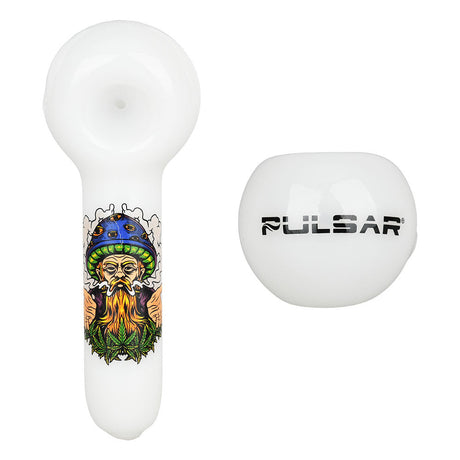 Pulsar Design Series Spoon Pipe - Herbal Wisdom Artwork, 5" Borosilicate Glass, Top View