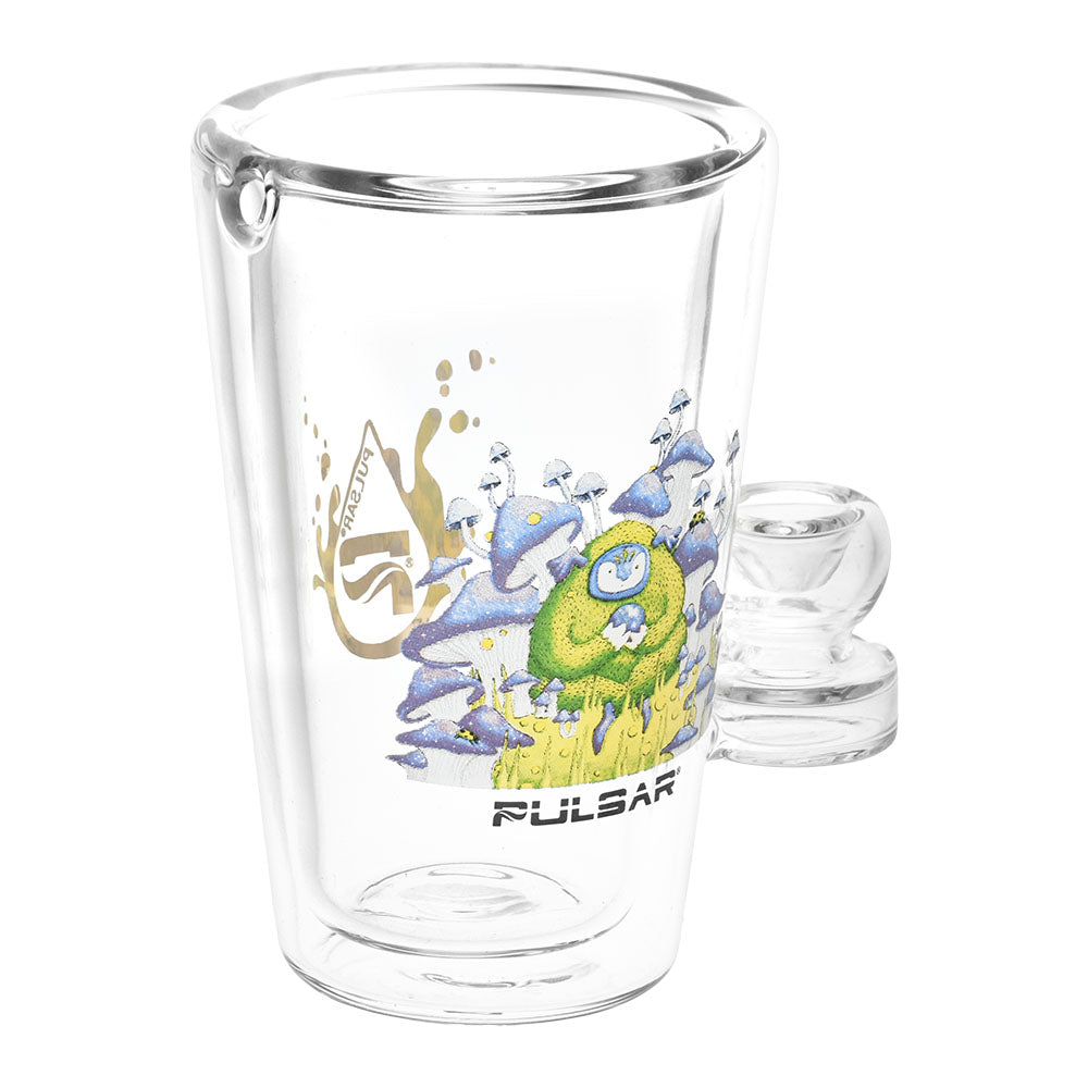 Pulsar 250mL Glass Tumbler Pipe with Colorful Design, Front View on White Background