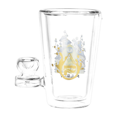 Pulsar Glass Tumbler Pipe 250mL with intricate design, borosilicate glass, front view on white
