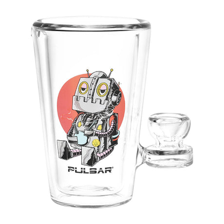 Pulsar Design Series Glass Tumbler Pipe, 250mL with Robot Graphic, Front View