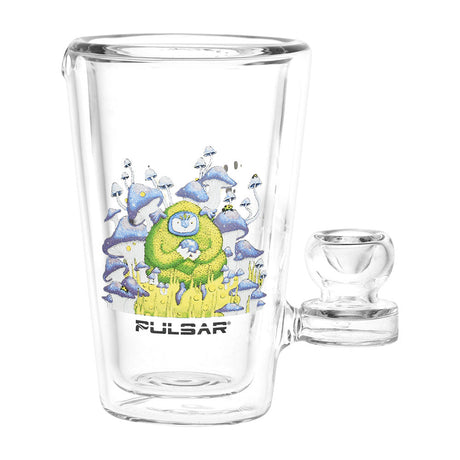 Pulsar Glass Tumbler Pipe with whimsical design, 250mL, front view on white background