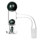 Pulsar Dichro Terp Slurper Marble Set for dab rigs, clear glass with green marbles, side view