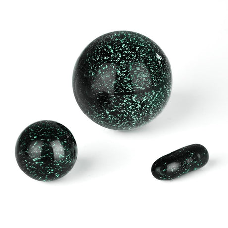 Pulsar Dichro Terp Slurper Marble Set in green with assorted sizes, front view on white background