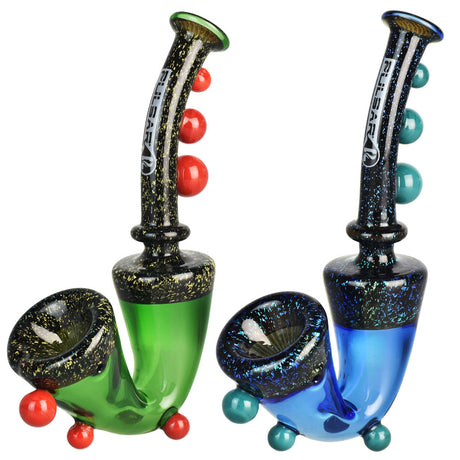 Pulsar Dicro Stacked Sherlock Pipes in Green and Blue with Sparkling Dicro Design