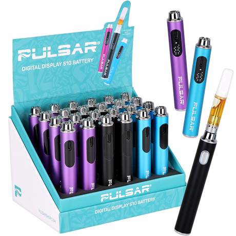 Pulsar 650mAh 510 vape battery with digital screen and Thermo Series color-changing finish options