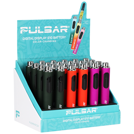 Pulsar 510 battery with 3 preset voltage settings, 15-second preheat and USB-C charging, 24-count pack