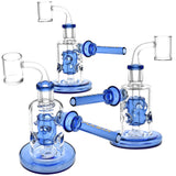 Pulsar Divine Swiss Dab Rig in Blue, 5.75" with 14mm Female Joint, Three Angles Displayed