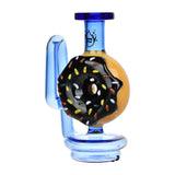 Pulsar Donut Attachment for Puffco Peak/Pro, clear borosilicate glass with colorful accents, front view