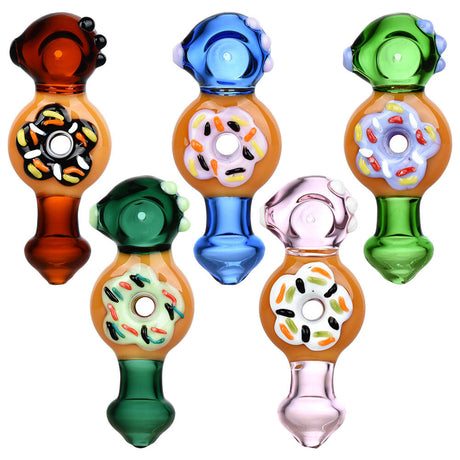 Pulsar Donut Hand Pipe Bundle, 5-Piece Set in Assorted Colors, Top View on White Background