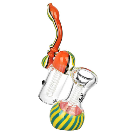 Pulsar Double Chamber Bubbler Pipe, clear borosilicate glass, 7" tall, for dry herbs, side view