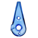 Pulsar Double Finger Hole Hand Pipe in Blue, Borosilicate Glass, 4 Inch - Front View
