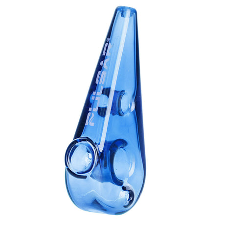 Pulsar Double Finger Hole Hand Pipe in Blue - Borosilicate Glass - 4 Inch Front View